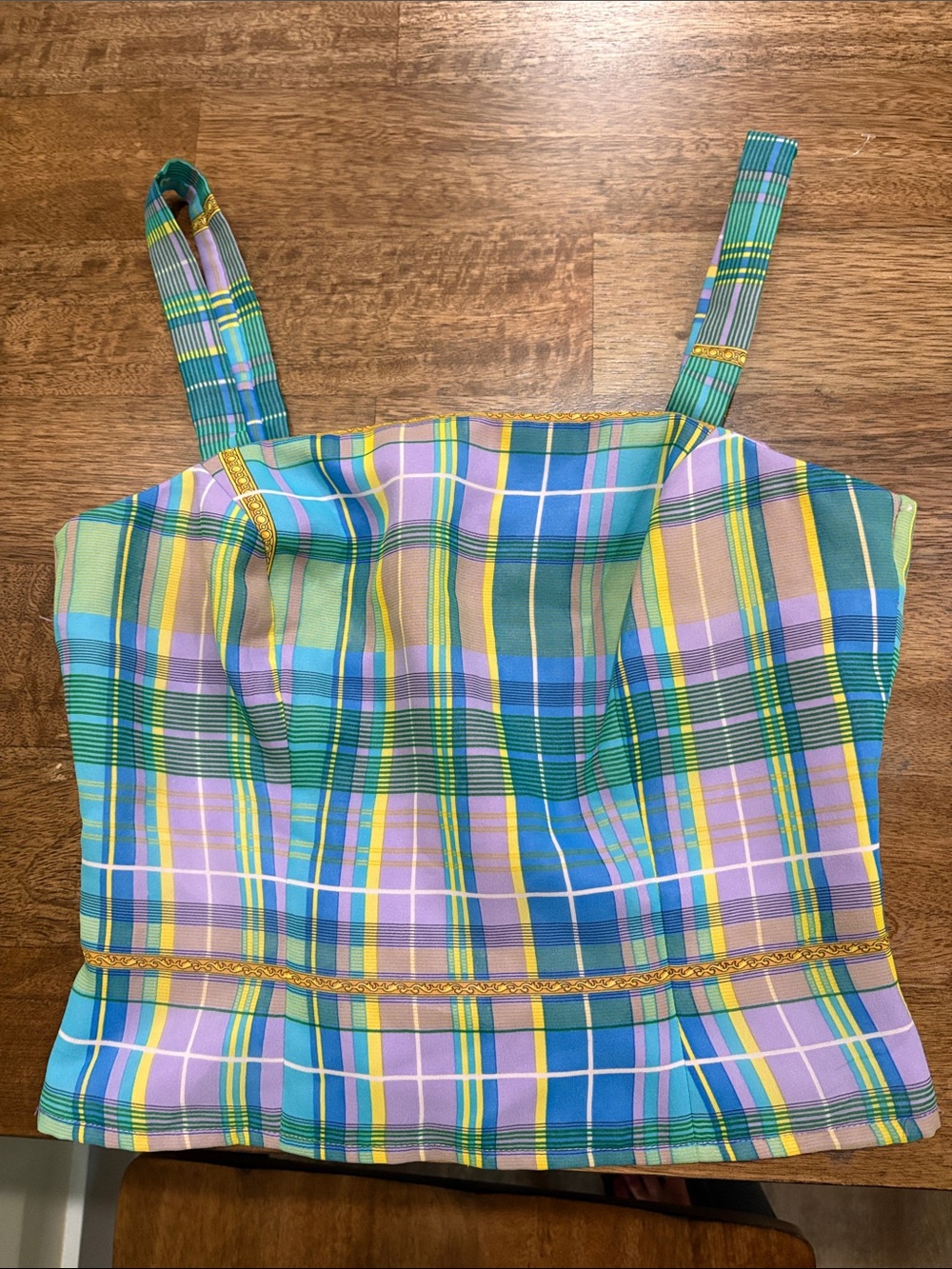 Max Nugus Haute Couture San Francisco tank top. Plaid. Small / medium colorful